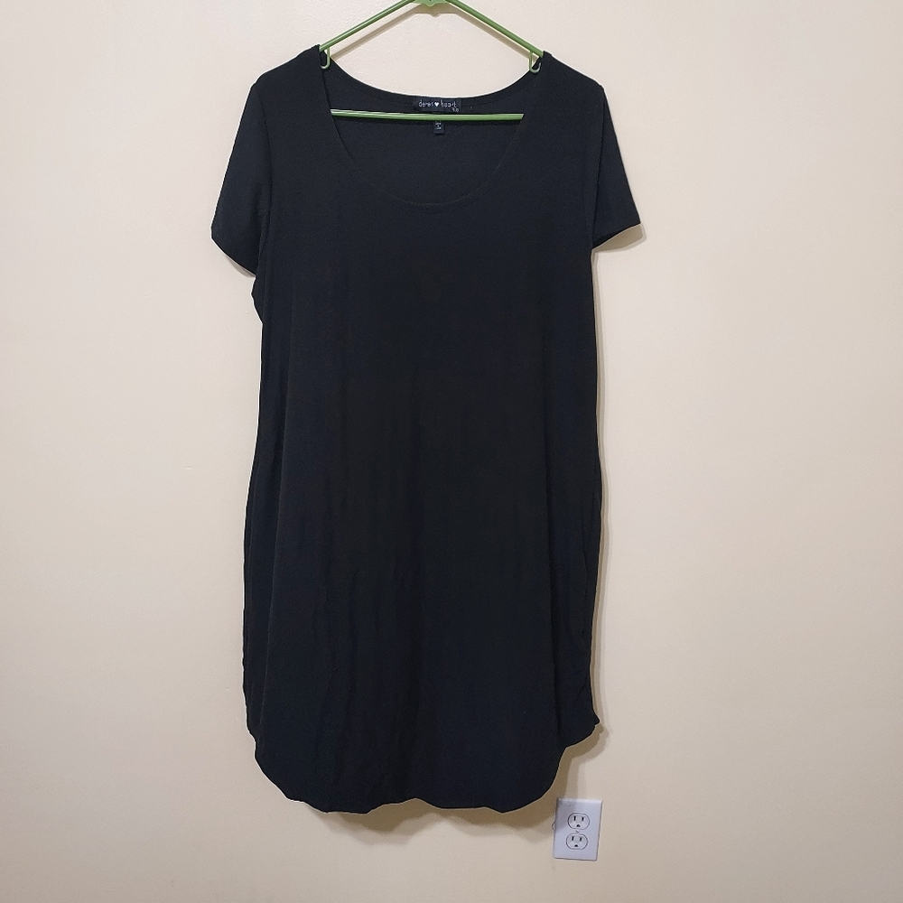 Derek Heart Plus Black Capped Sleeve Dress 2X Minimalist Casual Comfort